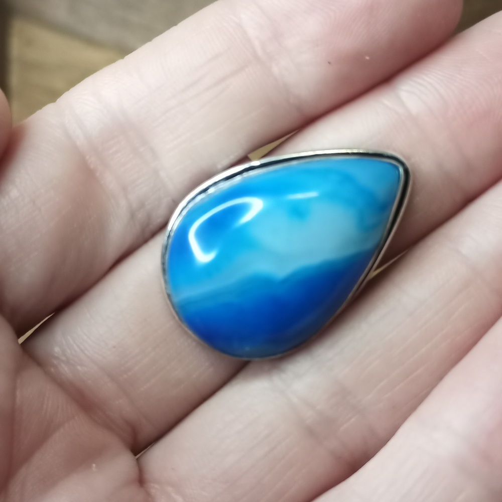 Blue lace agate ring, sz 9.25